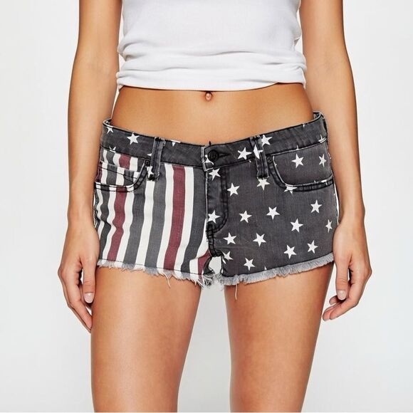 Frankie B. Pants - Vintage Frankie B 2013 Winter American Flag Cutoff Shorts Low Rise Denim Size 27